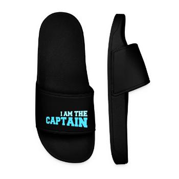 I Am The Captain Sailor Saying Text Quote Logo - Men’s Pool Sliders - black - Front