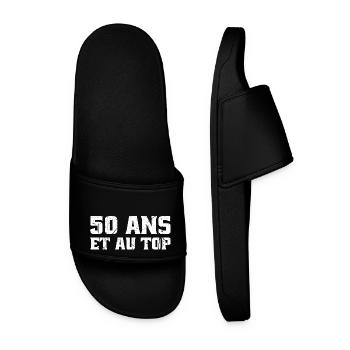 50 ans Top 50ème ANNIVERSAIRE Vintage né en 1975 - Claquettes Homme - noir - Devant