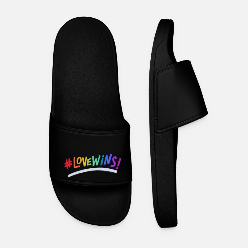 Love Wins Pride - Men’s Pool Sliders - black