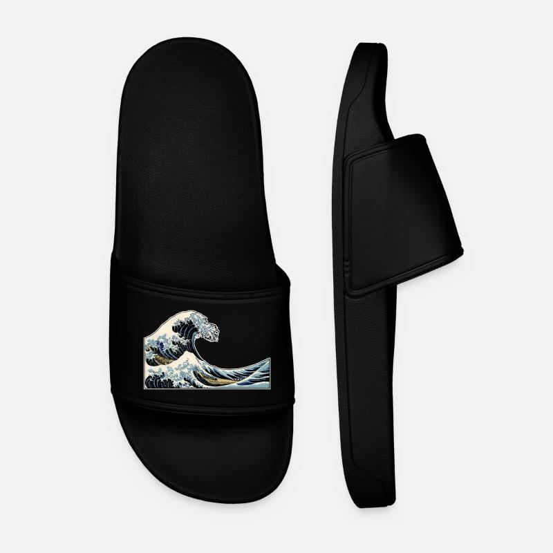 The Wave | Die Welle | Katsushika Hokusai - Männer Badelatschen - Schwarz