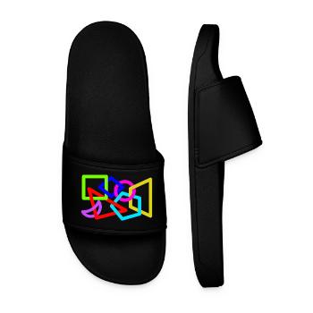 Intertwined neon shapes - Men’s Pool Sliders - black - Front