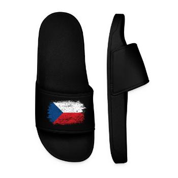 Brushstroke Czech Flag - Men’s Pool Sliders - black - Front
