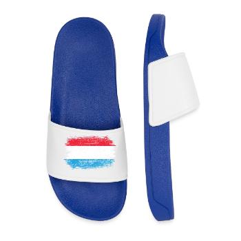 Brushstroke Dutch Flag - Men’s Pool Sliders - royal blue - Front
