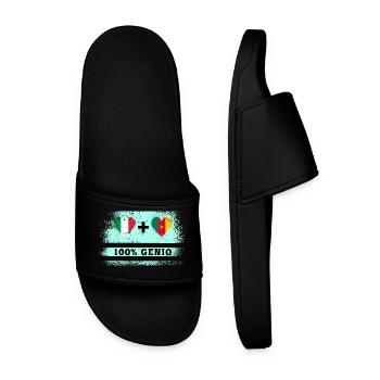 Italie et Cameroun 100% drapeau de génie - Claquettes Homme - noir - Devant