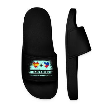 Spain and the Philippines flag 100% genius - Men’s Pool Sliders - black - Front