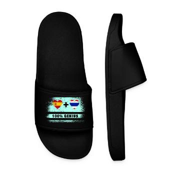 Spain and Thailand flag 100% genius - Men’s Pool Sliders - black - Front