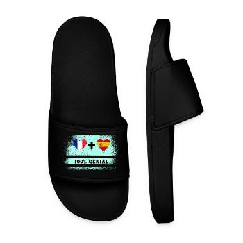 Drapeau France et Espagne 100% génial - Claquettes Homme - noir - Devant