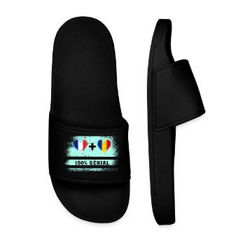Drapeau de la France et de la Roumanie 100% génial - Claquettes Homme - noir - Devant
