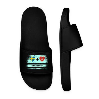 Suisse & Suède 100% Parfait / Cadeau - Claquettes Homme - noir - Devant