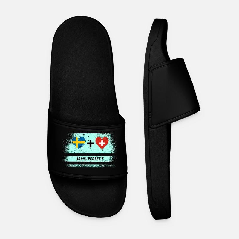 Suisse & Suède 100% Parfait / Cadeau - Claquettes Homme - noir