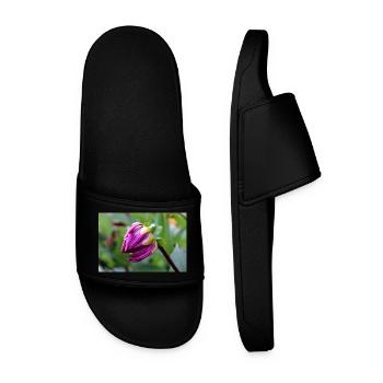 Dahlia Red Violet Blossom ,Flower - Men’s Pool Sliders - black - Front