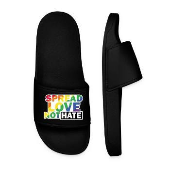 Love not Hate LGBTQ - Männer Badelatschen - Schwarz - Vorne