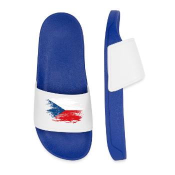 Czech Republic flag used - Men’s Pool Sliders - royal blue - Front