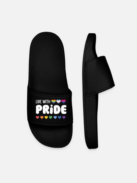 LGBTQ Pride Month - Live with Pride - Men’s Pool Sliders - black