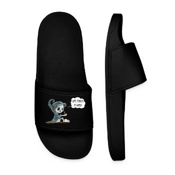 Skeleton Holding Plant Hope Rebirth Saying - Men’s Pool Sliders - black - Front