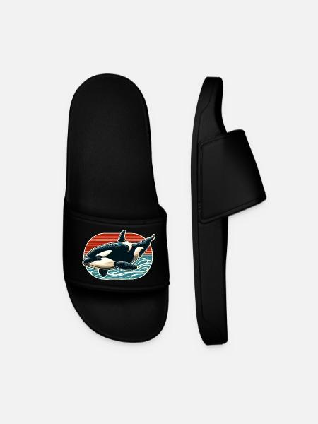 Orca Killer Whale - Men’s Pool Sliders - black