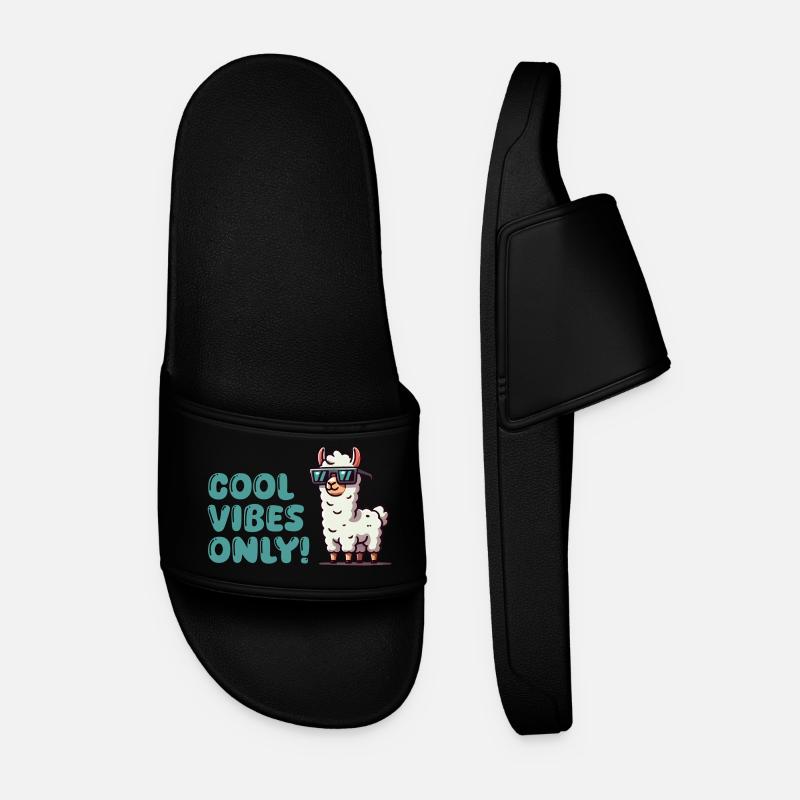 Llama Sunglasses Cool - Men’s Pool Sliders - black
