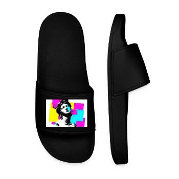 Künstlerisches Porträt im Pop-Art-Stil - Männer Badelatschen - Schwarz - Vorne
