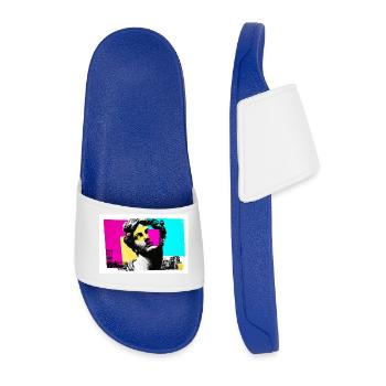 Classic sculpture in urban pop art style - Men’s Pool Sliders - royal blue - Front
