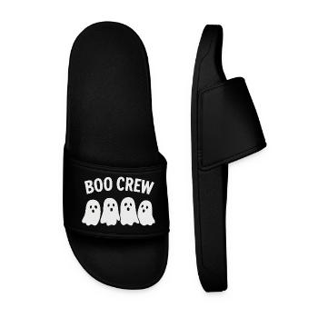 Halloween Boo Crew Geister Shirt Lustig - Männer Badelatschen - Schwarz - Vorne