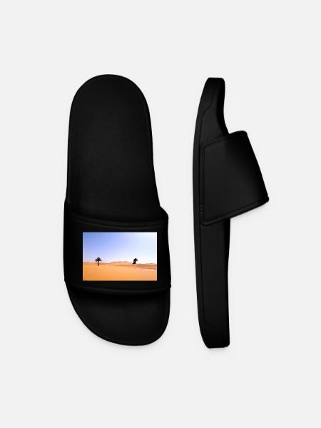 Solar Palms in Golden Desert - Men’s Pool Sliders - black