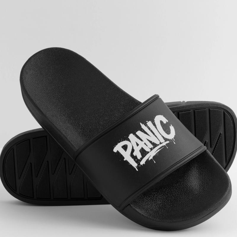 PANIC Expressive Grey Aesthetics with Risk Bothrin Men’s Pool Sliders