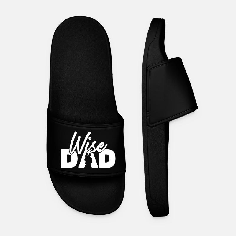 Wise Dad Silhouette Fatherhood Parenting - Men’s Pool Sliders - black