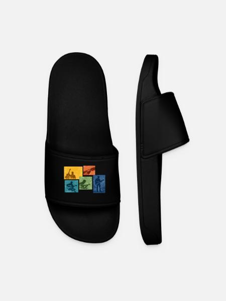 Grunge Guitar Silhouette - Men’s Pool Sliders - black