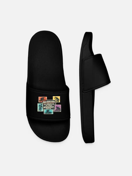Roofer Saying Retro Collage - Men’s Pool Sliders - black