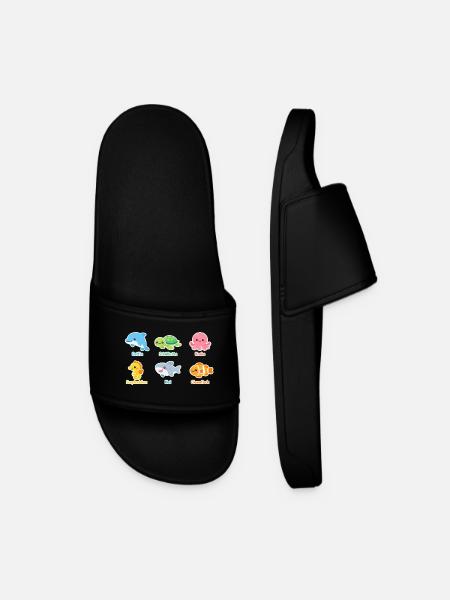 Cuddly Sea Creatures Sticker - Men’s Pool Sliders - black