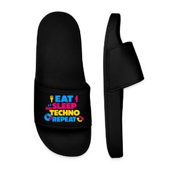 Eat Sleep Techno Repeat Farbexplosion - Männer Badelatschen - Schwarz - Vorne