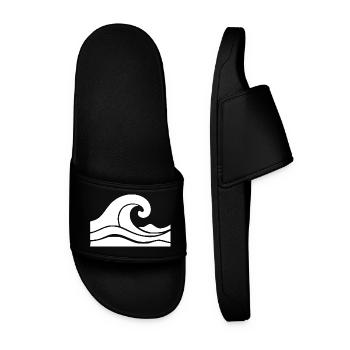 Wave Minimal Sea Beach Holiday Gift - Men’s Pool Sliders - black - Front