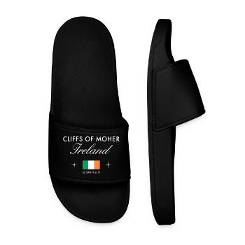 Cliffs of Moher Ireland Coordinates Travel Souvenir - Men’s Pool Sliders - black - Front