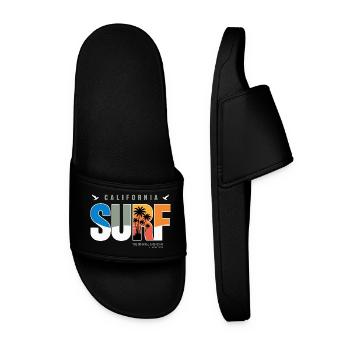 Logo rétro du surf californien - Claquettes Homme - noir - Devant