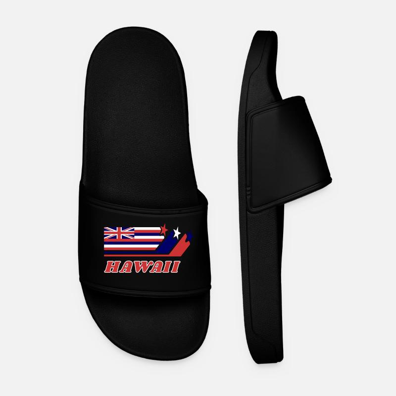 Hawaii Flag Gift Honolulu - Men’s Pool Sliders - black