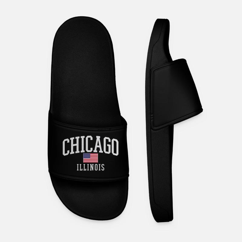 Chicago Flag Arc Emblem - Men’s Pool Sliders - black