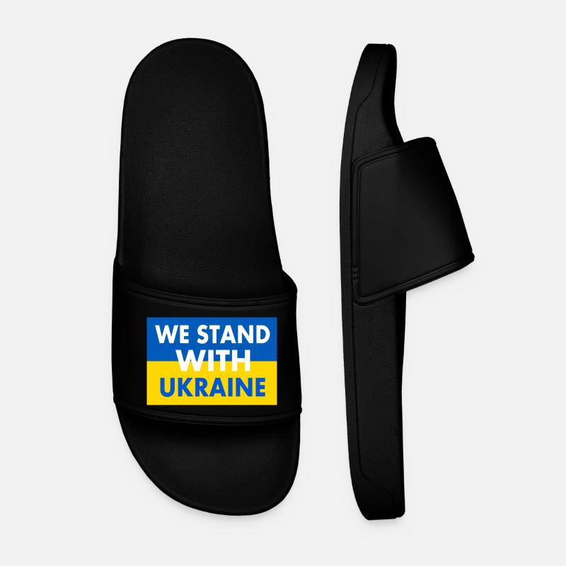 We stand with ukraine - Men’s Pool Sliders - black
