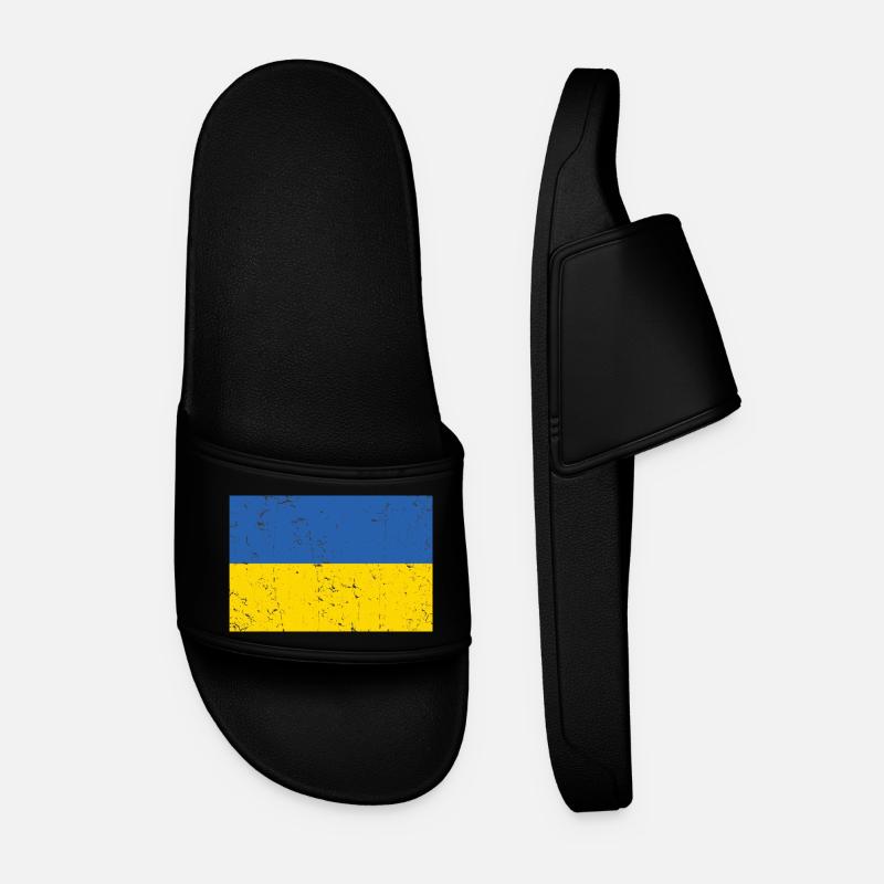 Ukraine Flag Distressed Cool - Men’s Pool Sliders - black