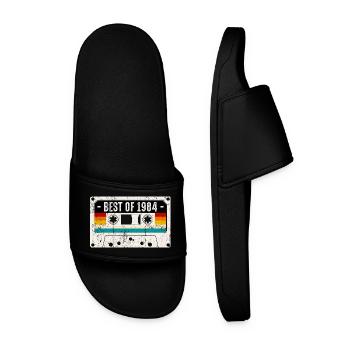 Best of 1984 Retro Cassette - Men’s Pool Sliders - black - Front