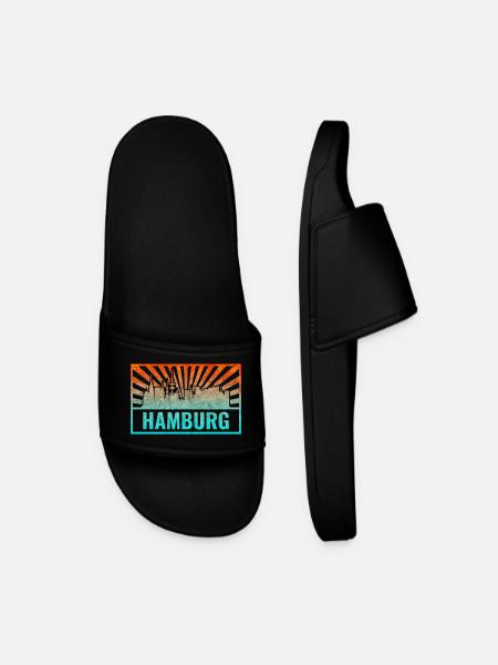 Hamburg Skyline Gradient - Men’s Pool Sliders - black