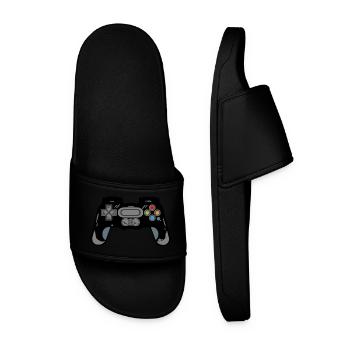 Retro Controller Silhouette - Männer Badelatschen - Schwarz - Vorne