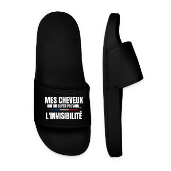 homme humour, cheveux, super pouvoir, chauve - Claquettes Homme - noir - Devant