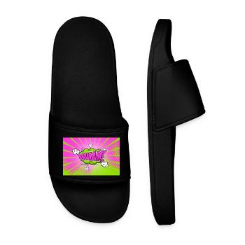 Wham! Comic Style Bubble Graffiti Lettering - Men’s Pool Sliders - black - Front