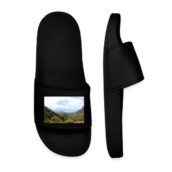 Mountain Mountains Mountain Landscape Poster - Men’s Pool Sliders - black - Front