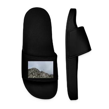 Mountain Mountains Mountain Landscape Poster - Men’s Pool Sliders - black - Front