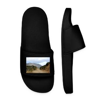 Mountain Mountains Mountain Landscape Poster - Men’s Pool Sliders - black - Front