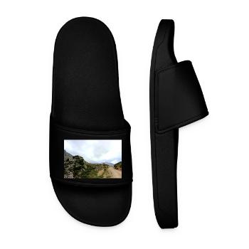 Mountain Mountains Mountain Landscape Poster - Men’s Pool Sliders - black - Front