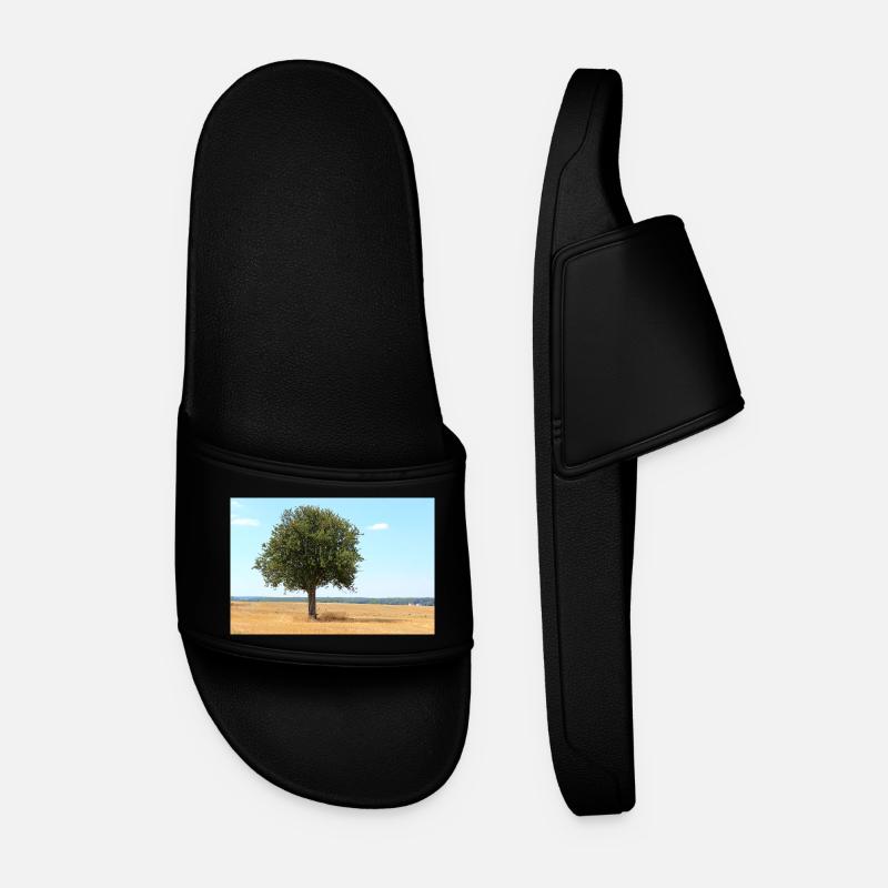 Tree, Environment, Nature - Men’s Pool Sliders - black