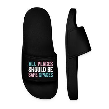 LGBTQ Pride Month - All Places Should Be Safe Spac - Men’s Pool Sliders - black - Front