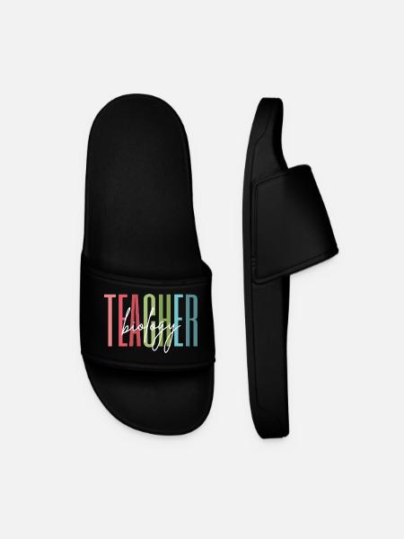 Biology Teacher School Gift - Men’s Pool Sliders - black